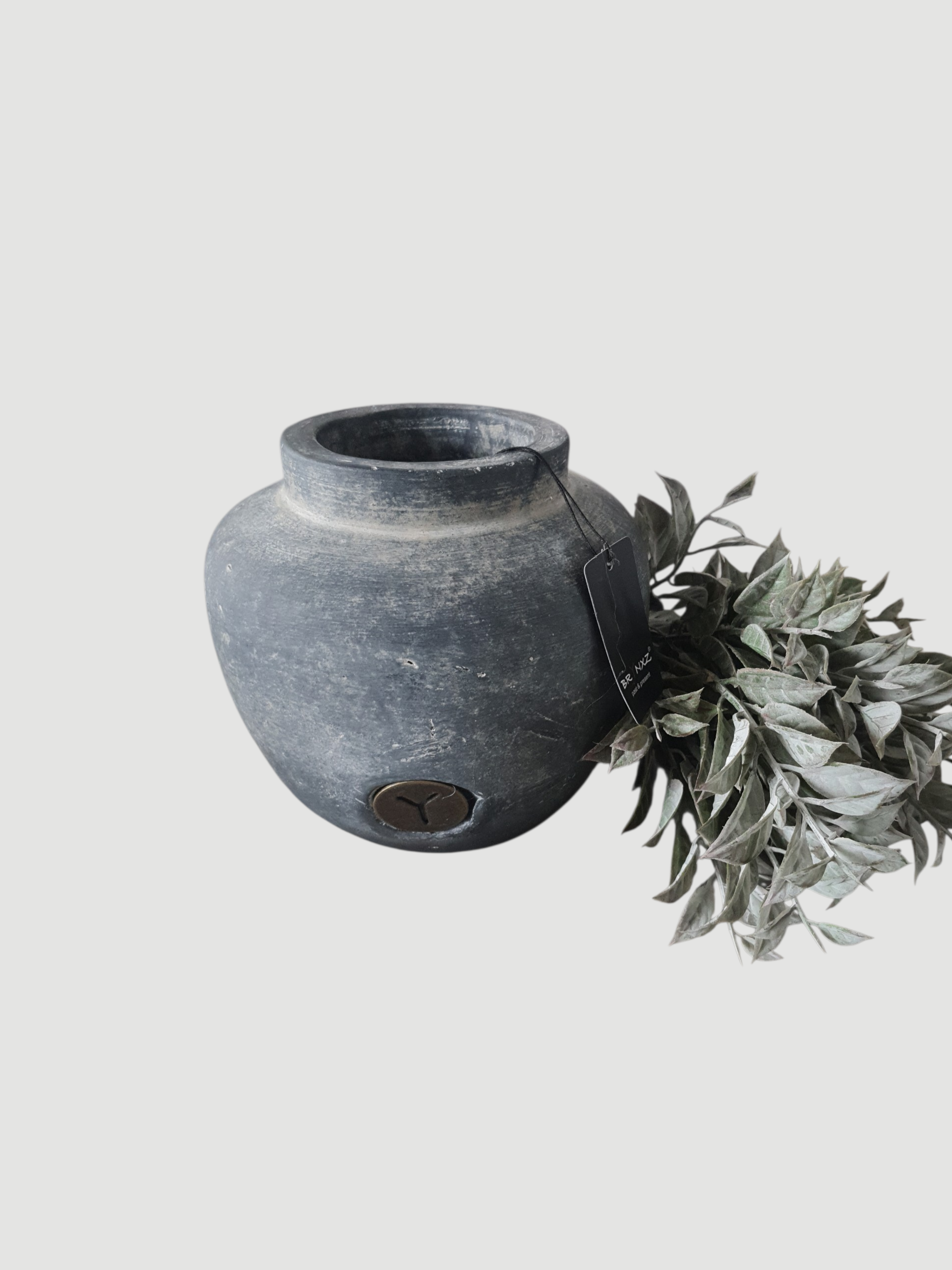 BRYNXZ Vase grau rund Keramik 14x14 cm
