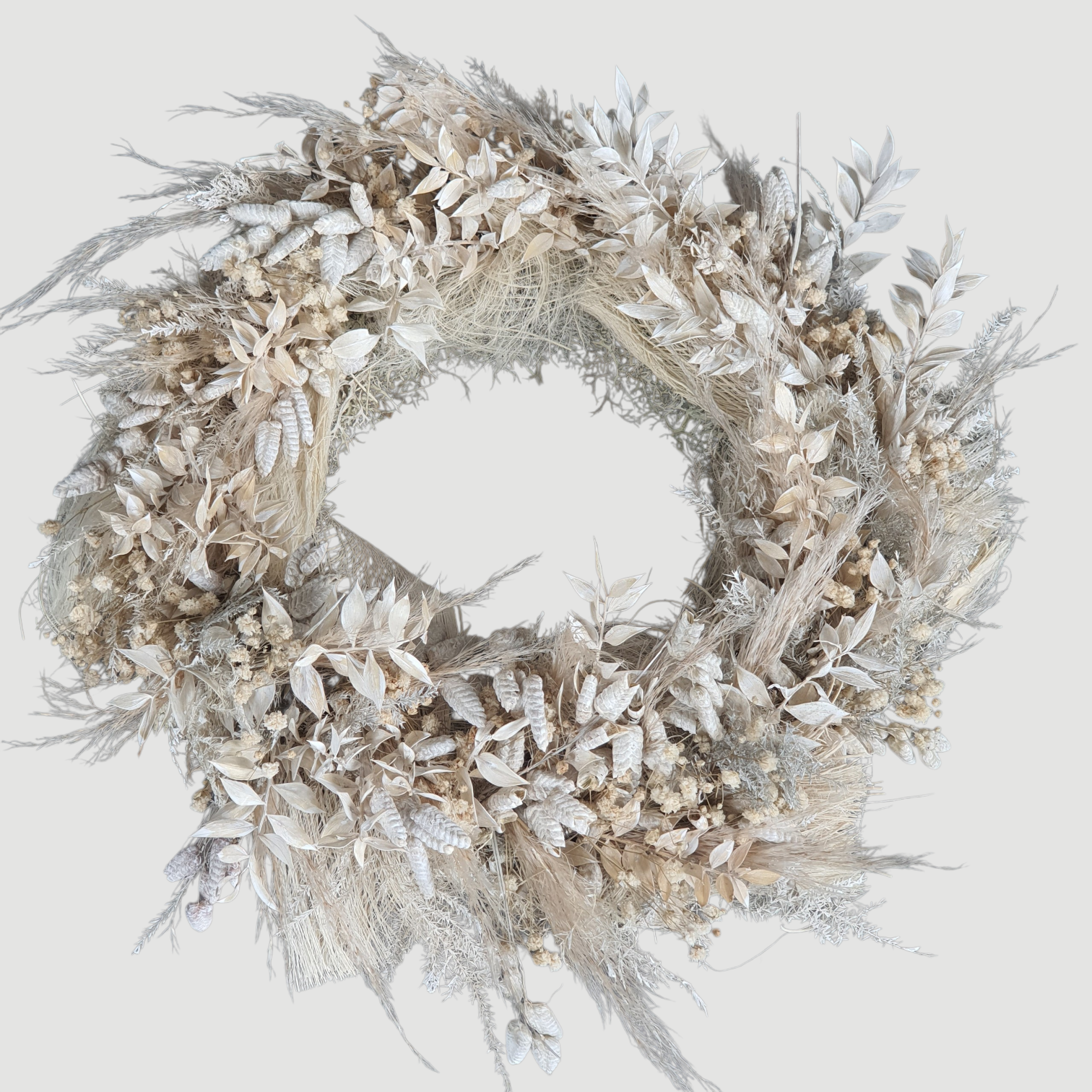Trockenblumenkranz D.30 cm beige/natur
