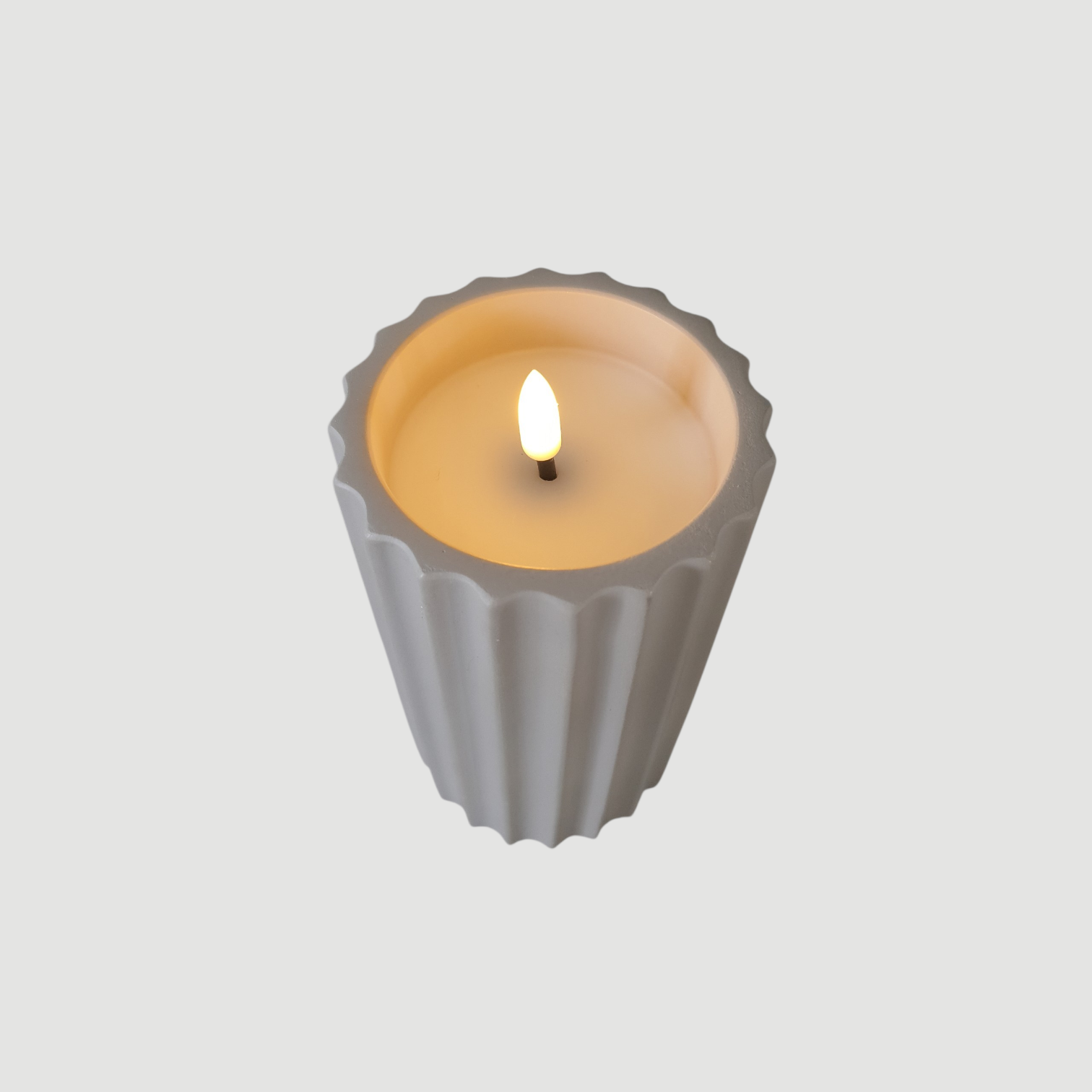 LED Kerze Keramik Ummantelt creme 16x8,5 cm