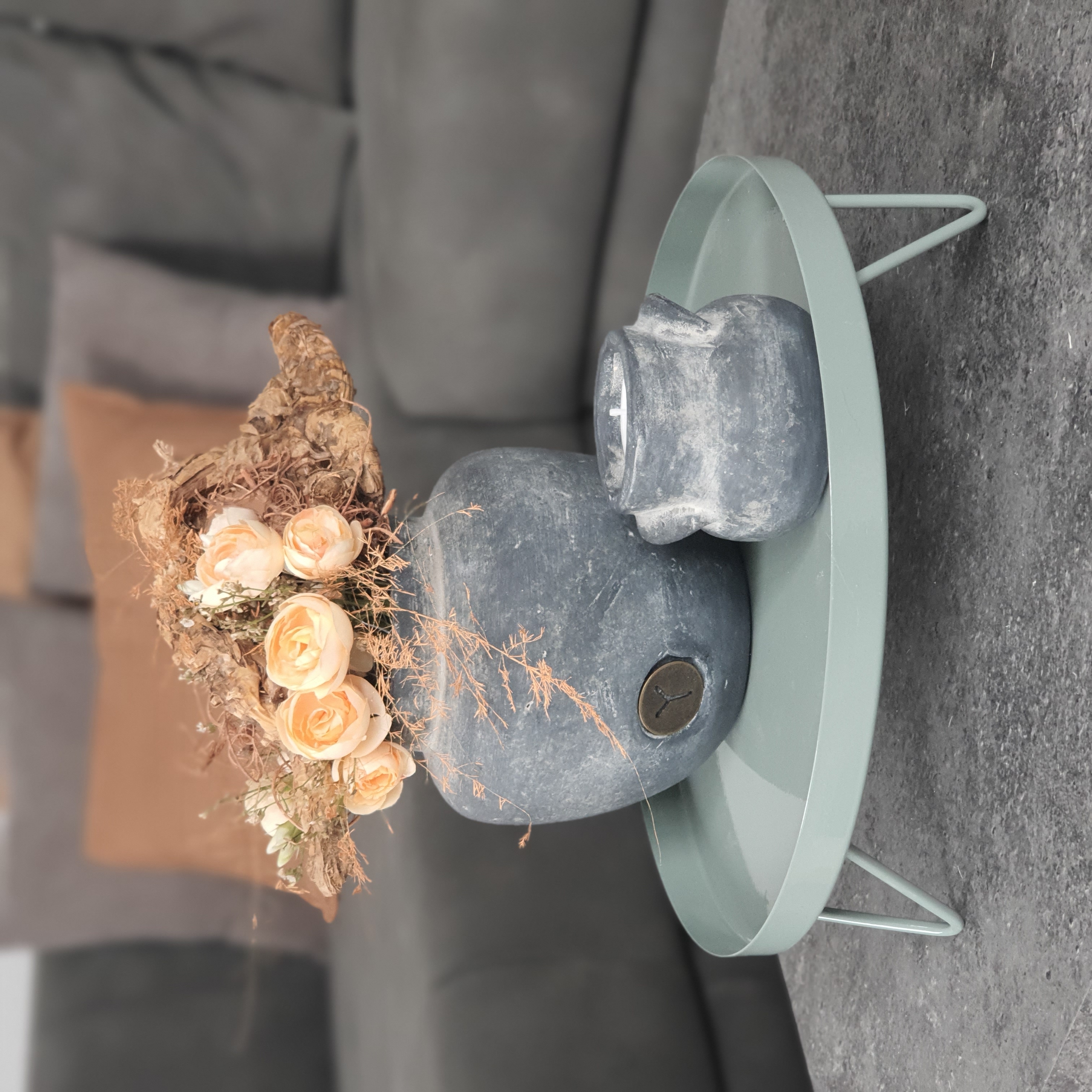 BRYNXZ Vase grau rund Keramik 14x14 cm