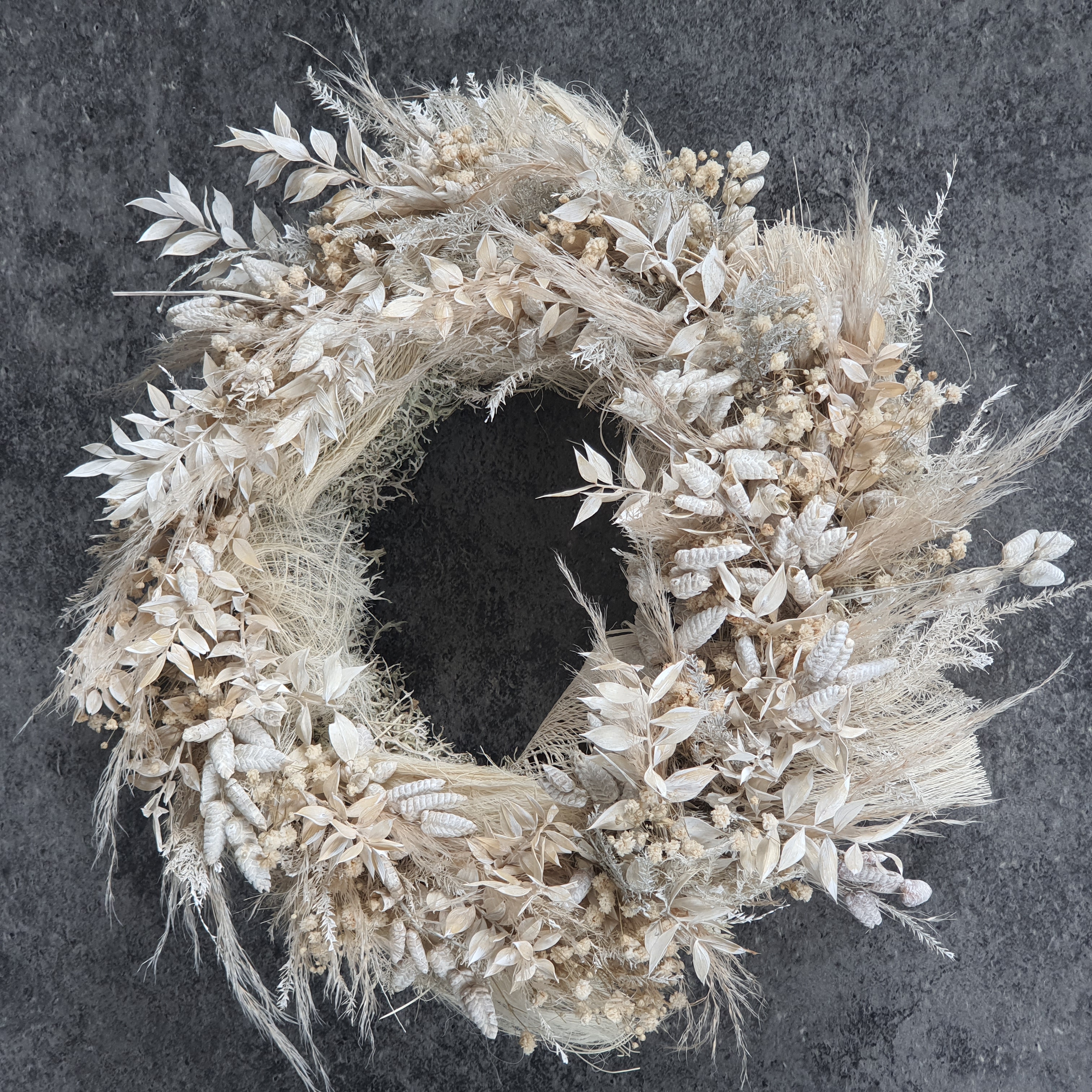 Trockenblumenkranz D.30 cm beige/natur