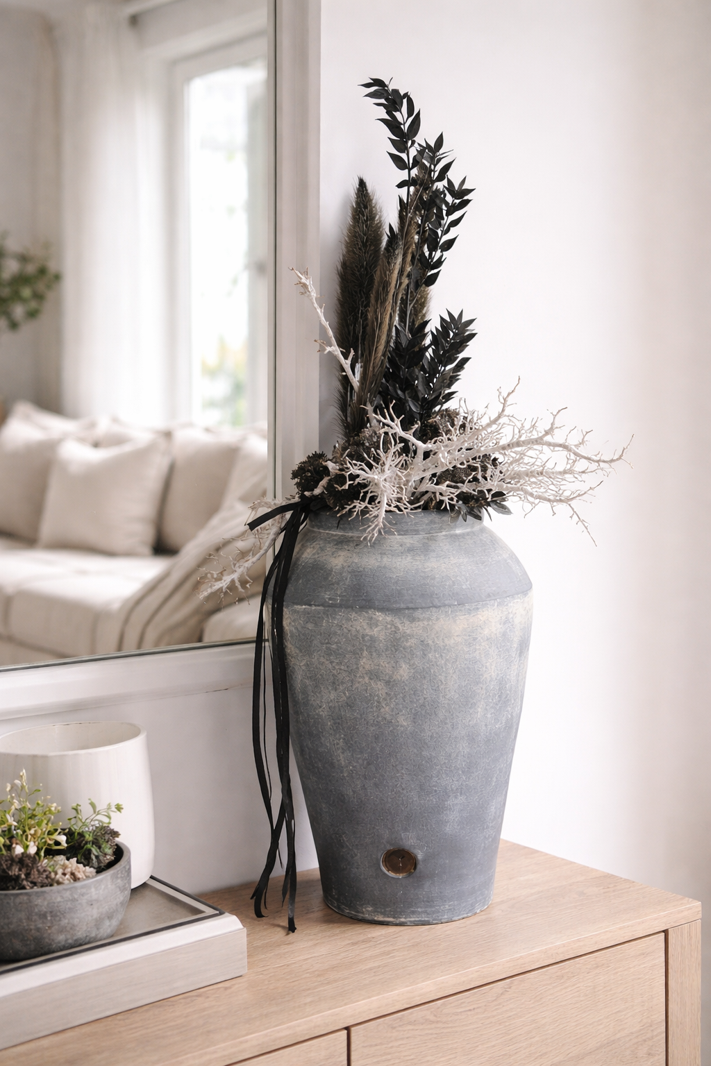 BRYNXZ Vase grau Keramik 41x28 cm