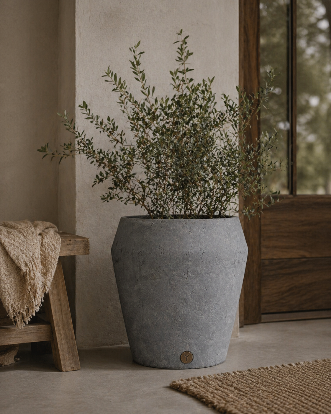 BRYNXZ Pflanztopf oval grau Keramik 34x15x35 cm