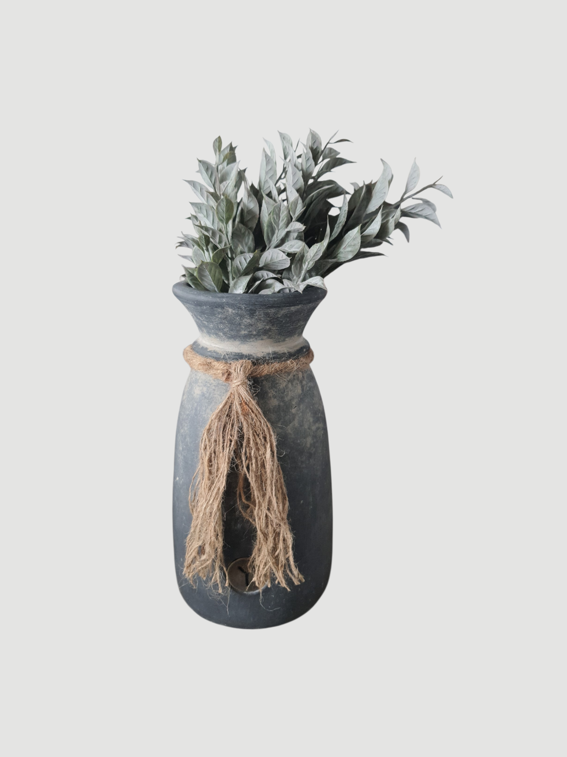 BRYNXZ Vase grau Keramik mit Kordel 25x13 cm
