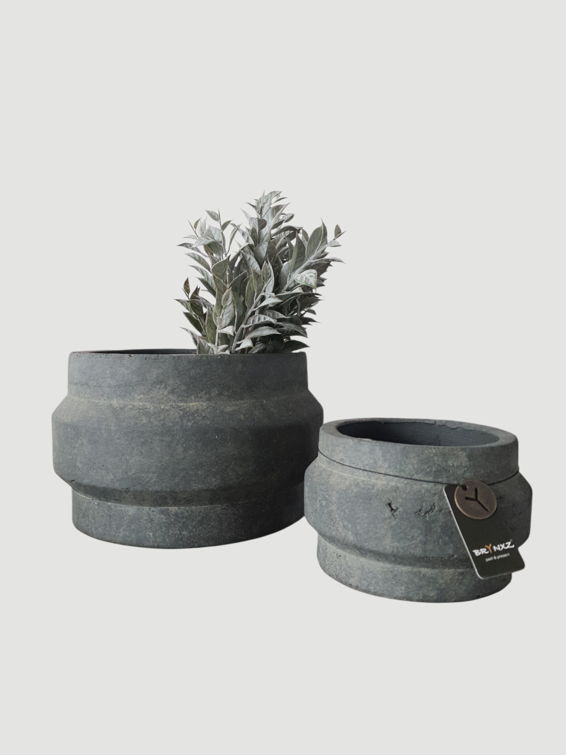 BRYNXZ Pflanzschale grau Keramik 23x15 cm