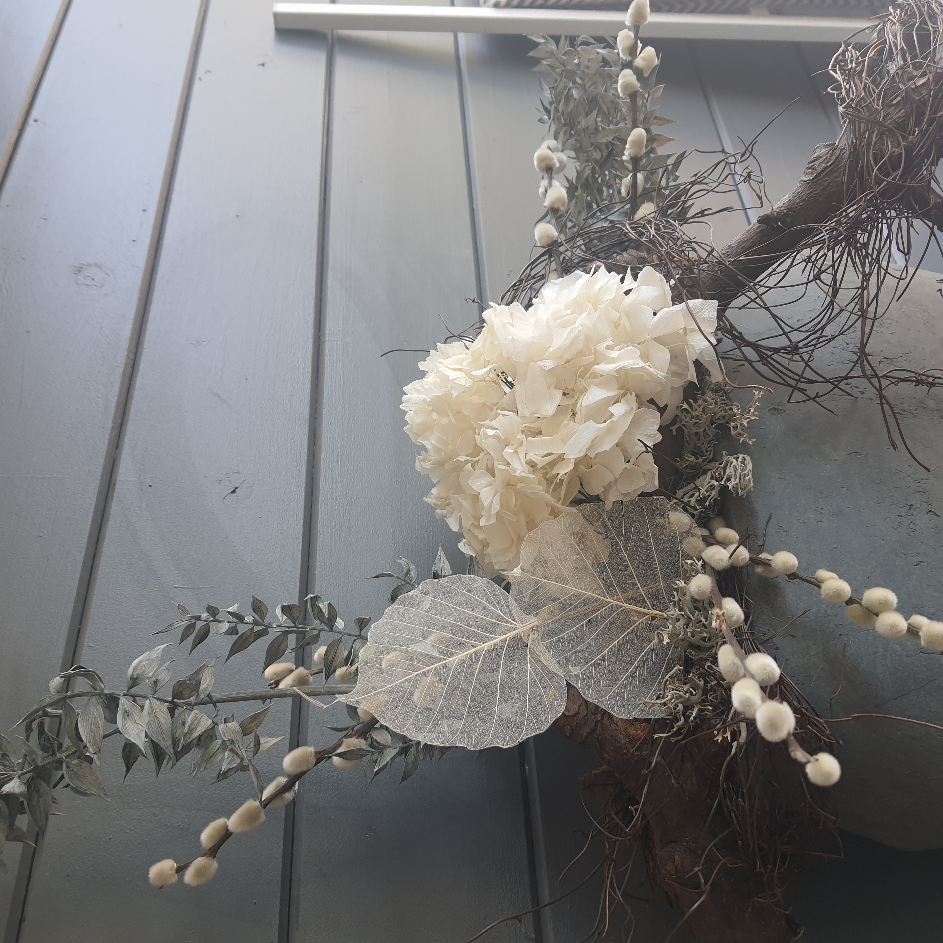 Handgefertigtes Deko-Gesteck Creme,Grau,Natur vom Art.267955