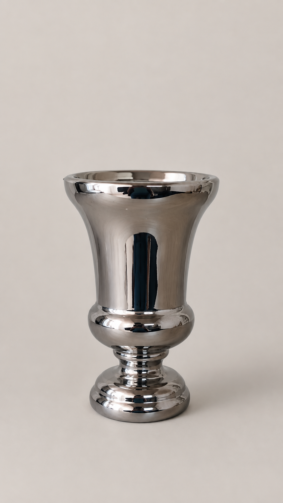 Pokal/Vase  Keramik silber 17x11 cm