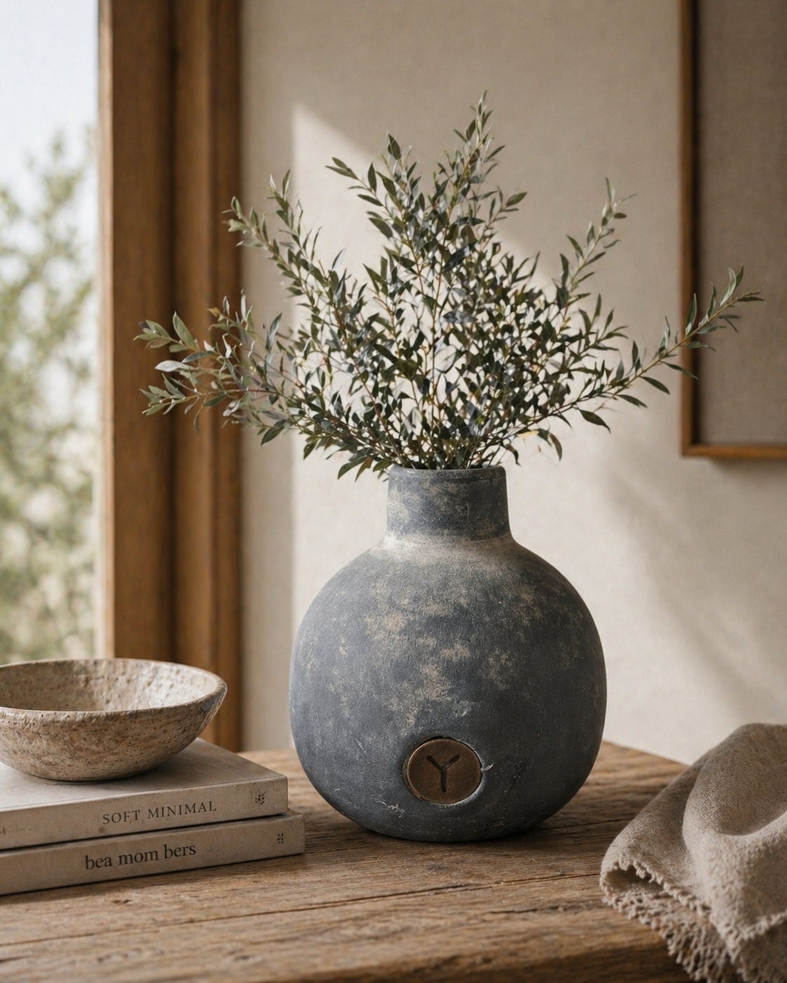 BRYNXZ Vase grau Keramik 15x12 cm