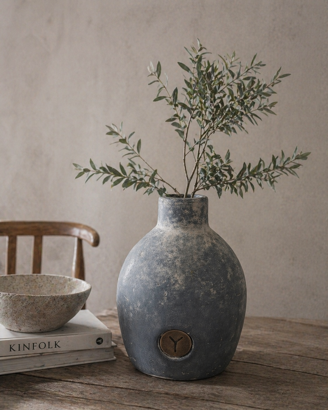 BRYNXZ Vase grau Keramik 19x14 cm
