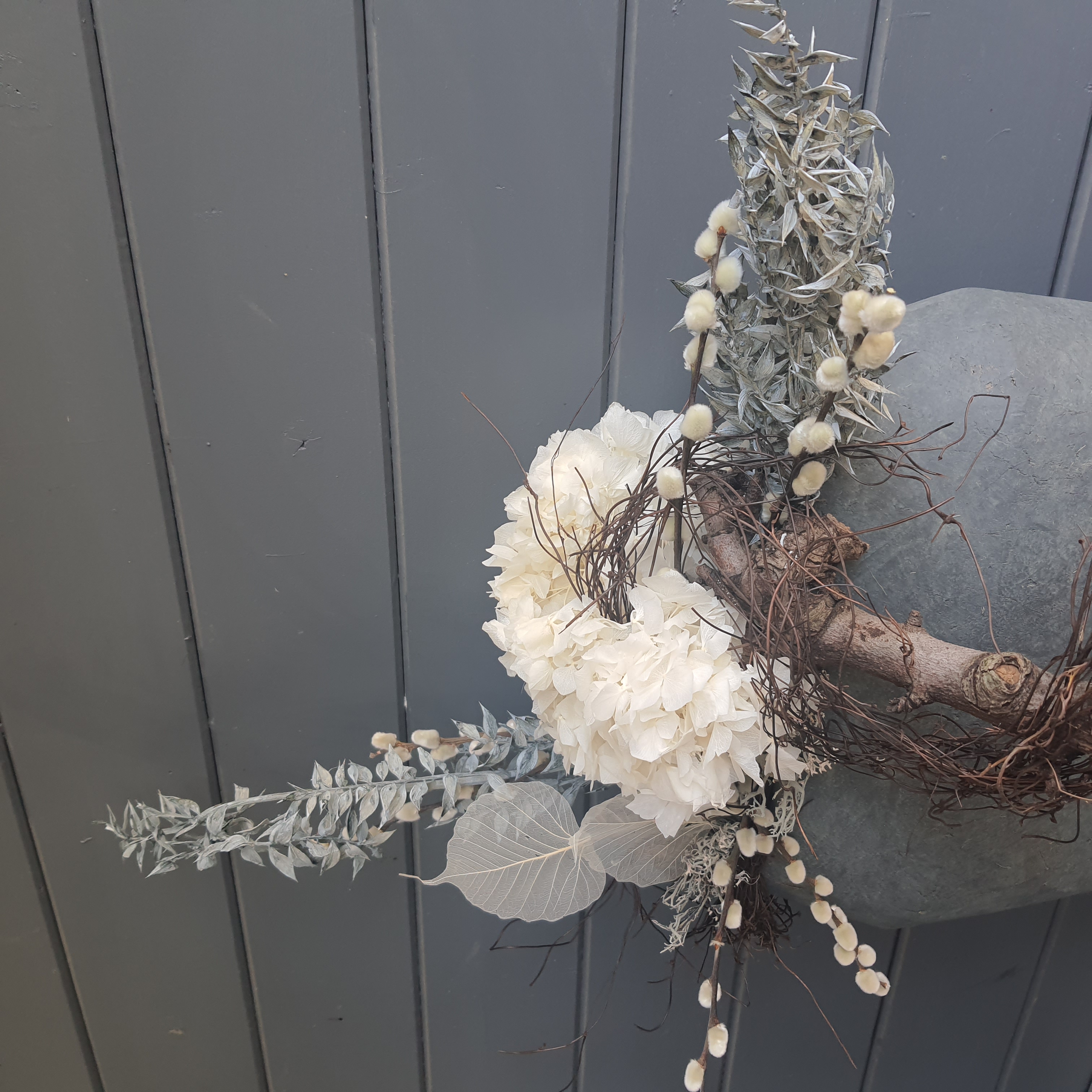 Handgefertigtes Deko-Gesteck Creme,Grau,Natur vom Art.267955