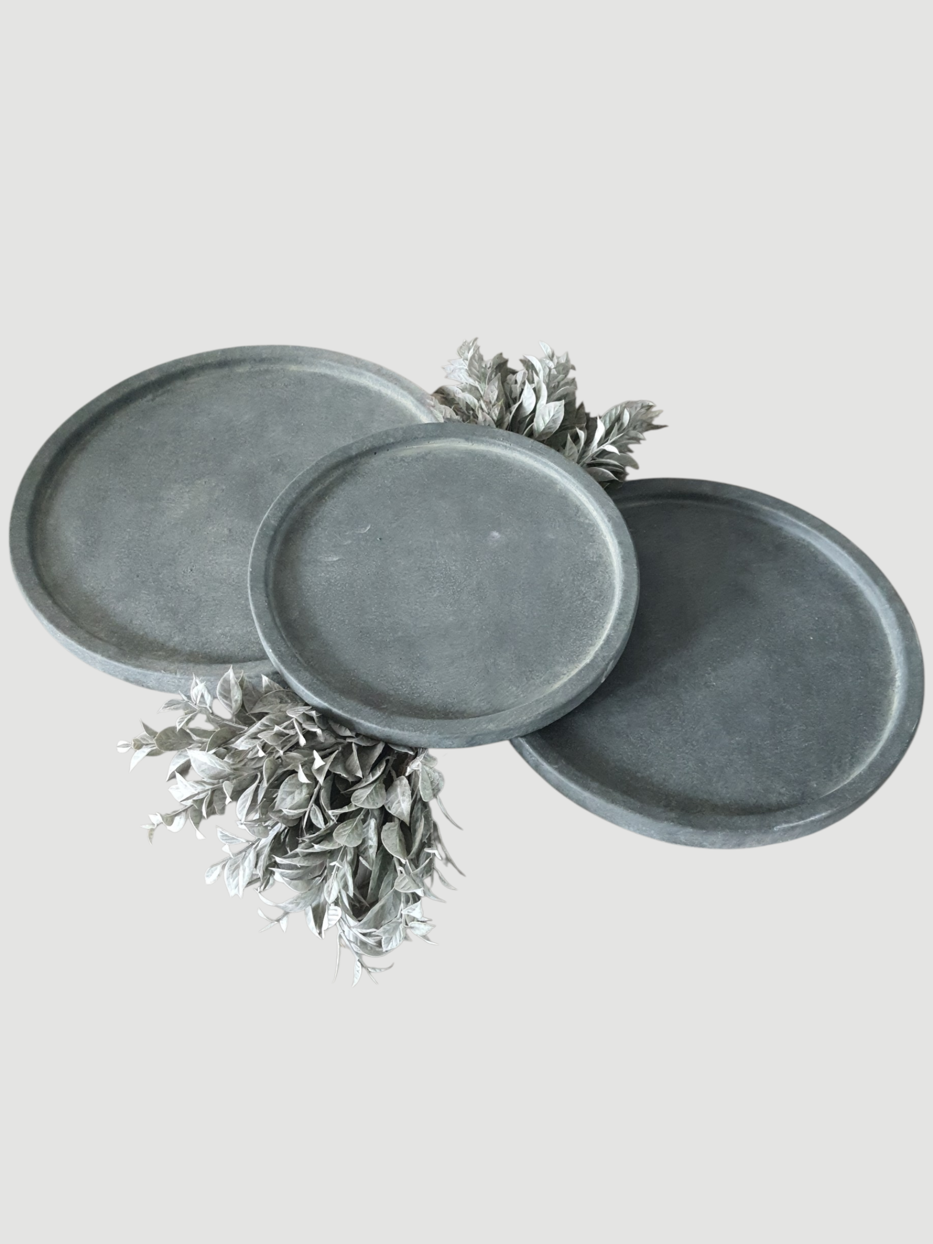 BRYNXZ Tablett rund grau Keramik D.35x3 cm