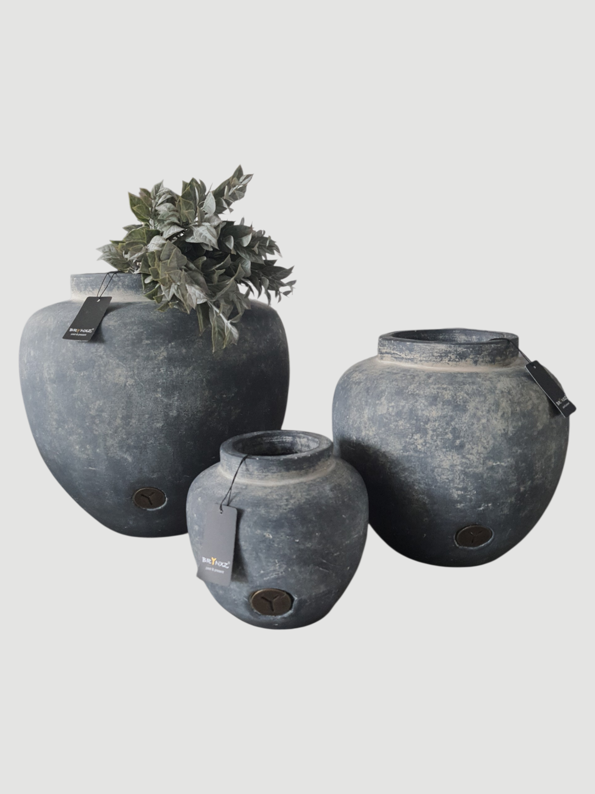 BRYNXZ Vase grau rund Keramik 14x14 cm