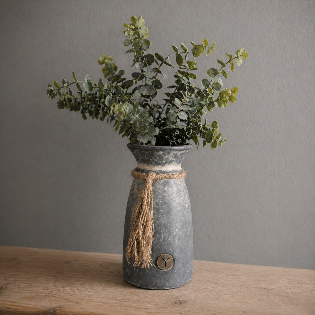 BRYNXZ Vase grau Keramik mit Kordel 25x13 cm
