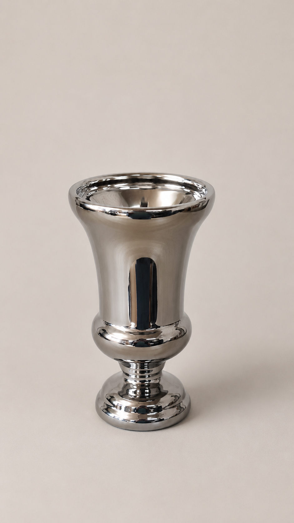 Pokal/Vase  Keramik silber 17x11 cm
