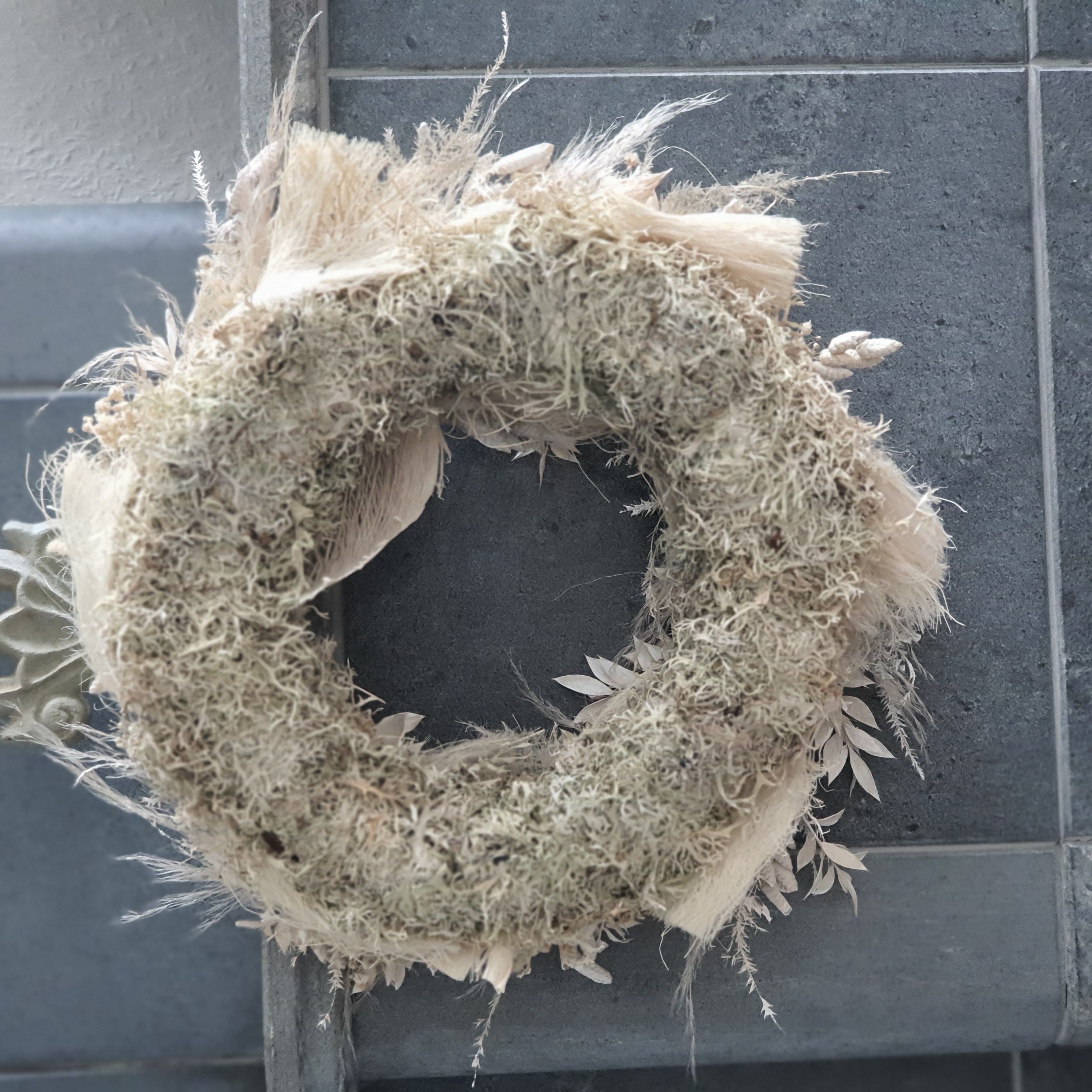 Trockenblumenkranz D.30 cm beige/natur