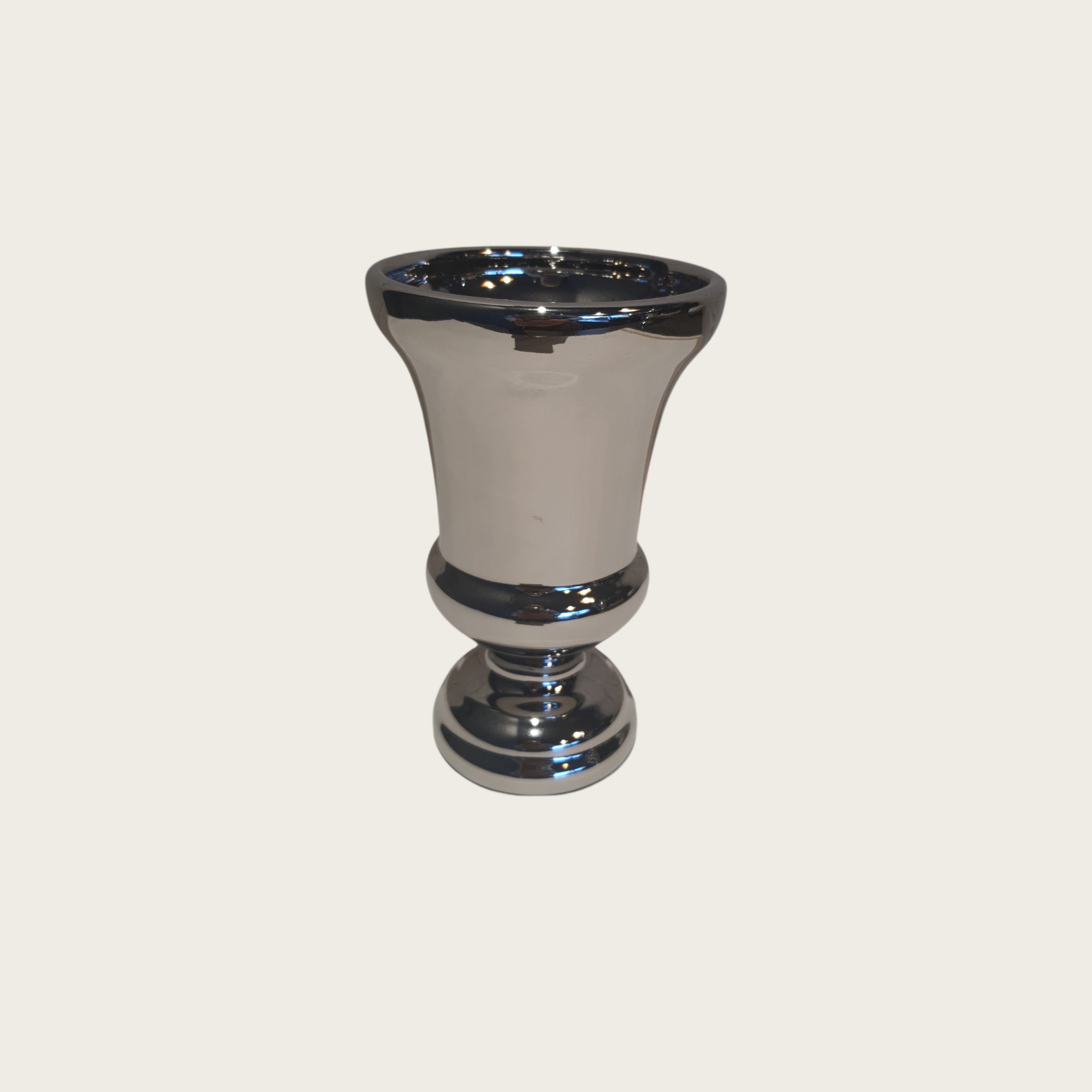 Pokal Keramik silber 17x11 cm