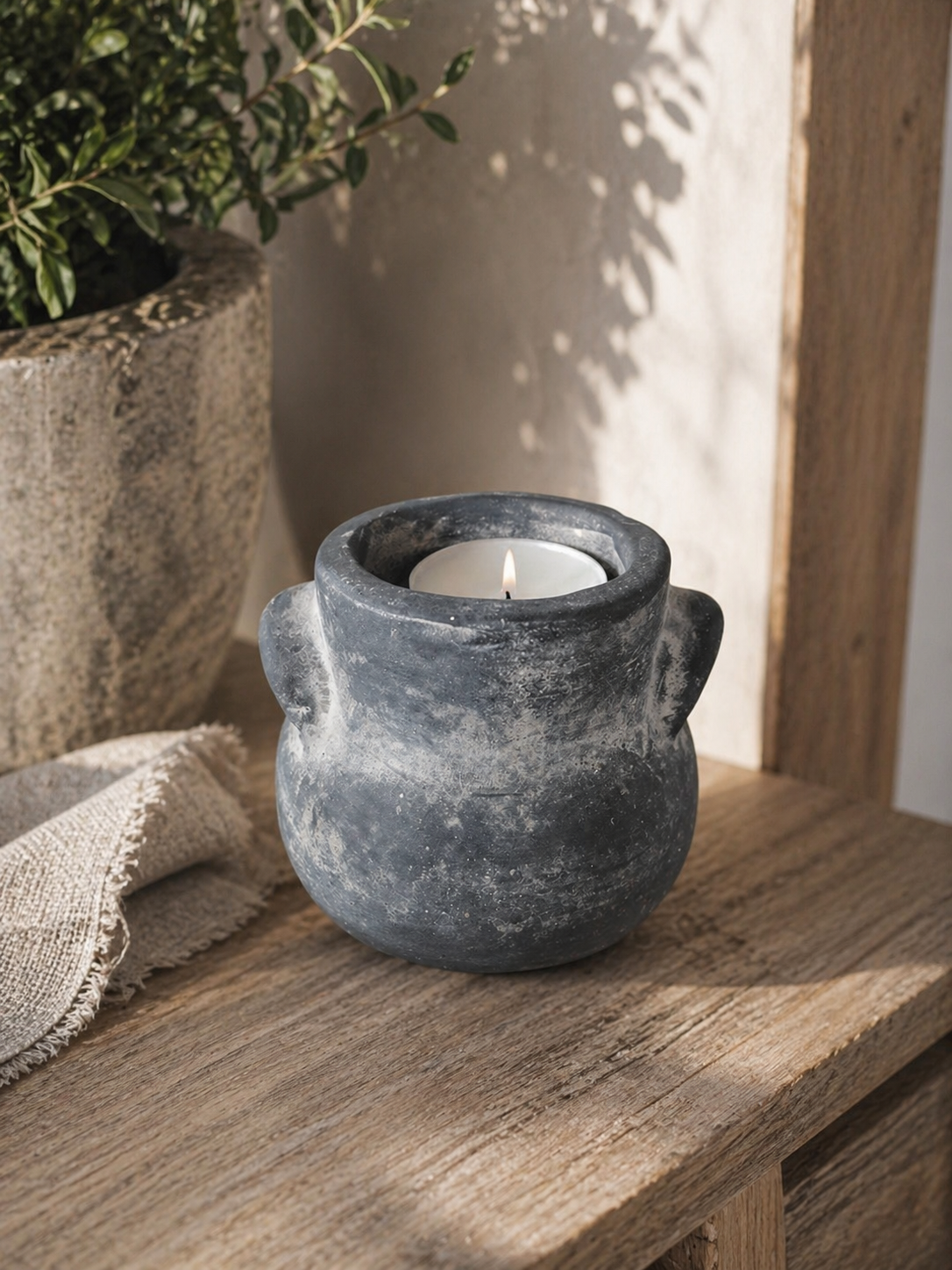 BRYNXZ Teelicht grau Keramik 9x7 cm